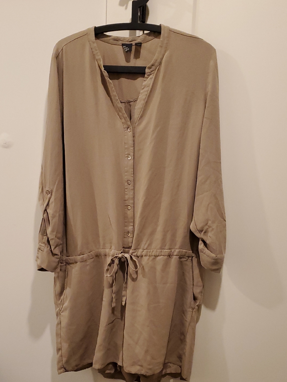 100% Silk- Buttondown Shorts Romper by The Fisher Project